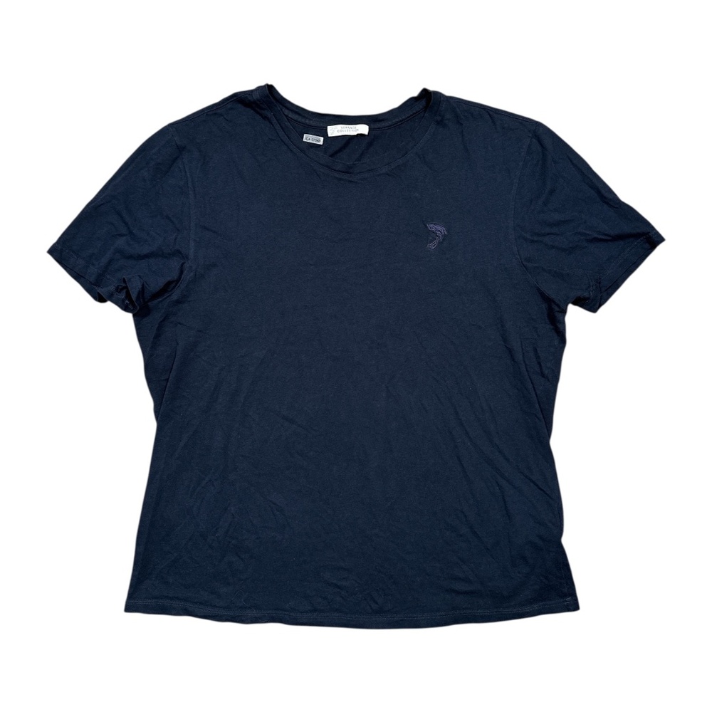 Versace Collection Cotton Dark Navy Embroidered Medusa Logo T Shirt Mens 2XL